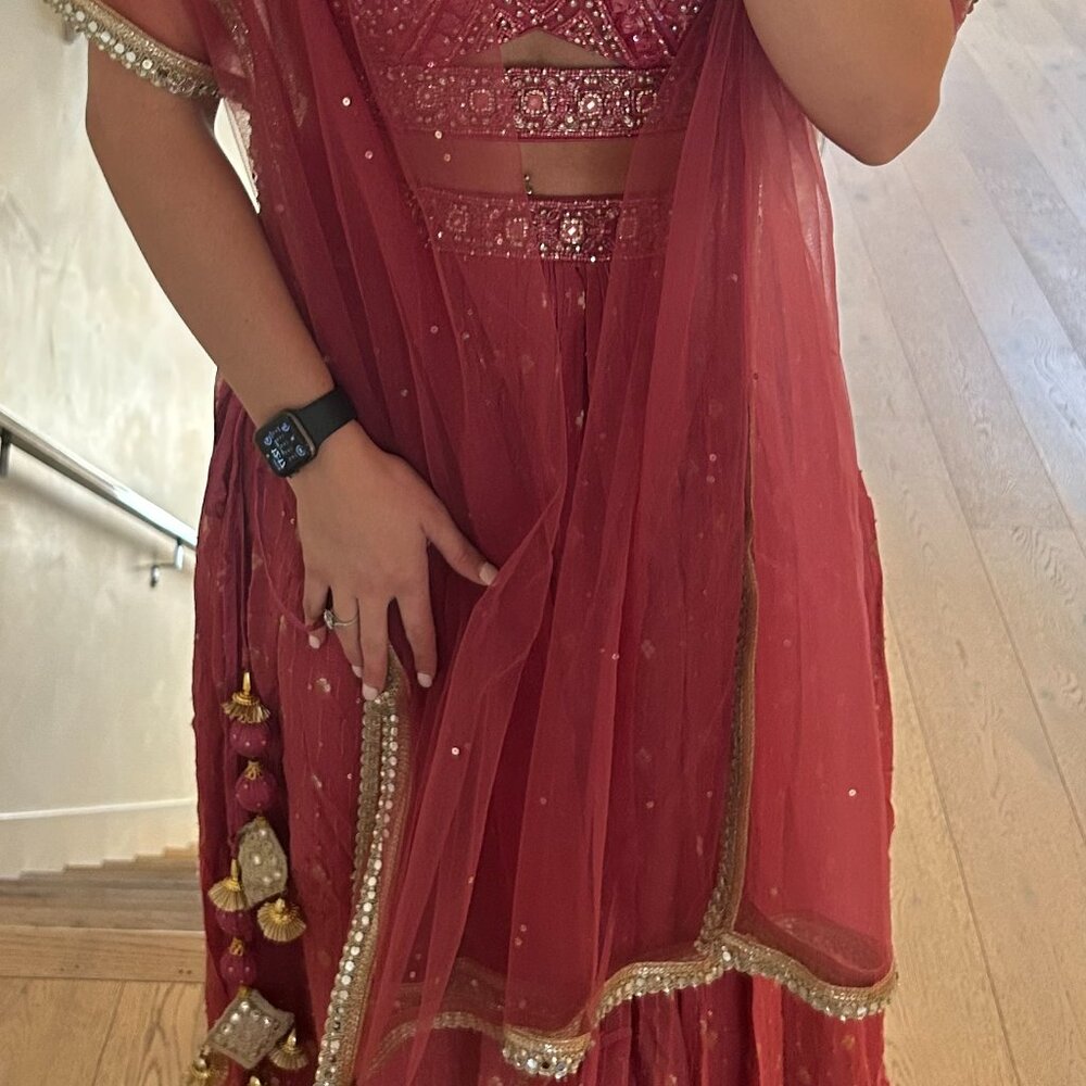 Indian Wedding Dress (Dark Pink): Lehenga Choli w Dupatta - Picture 5 of 7